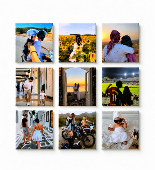 Set of 9 personalised hard photo magnets – custom photo keepsake