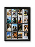 Close-up of personalised wall photo frame with vibrant 6x9cm soft photo magnets