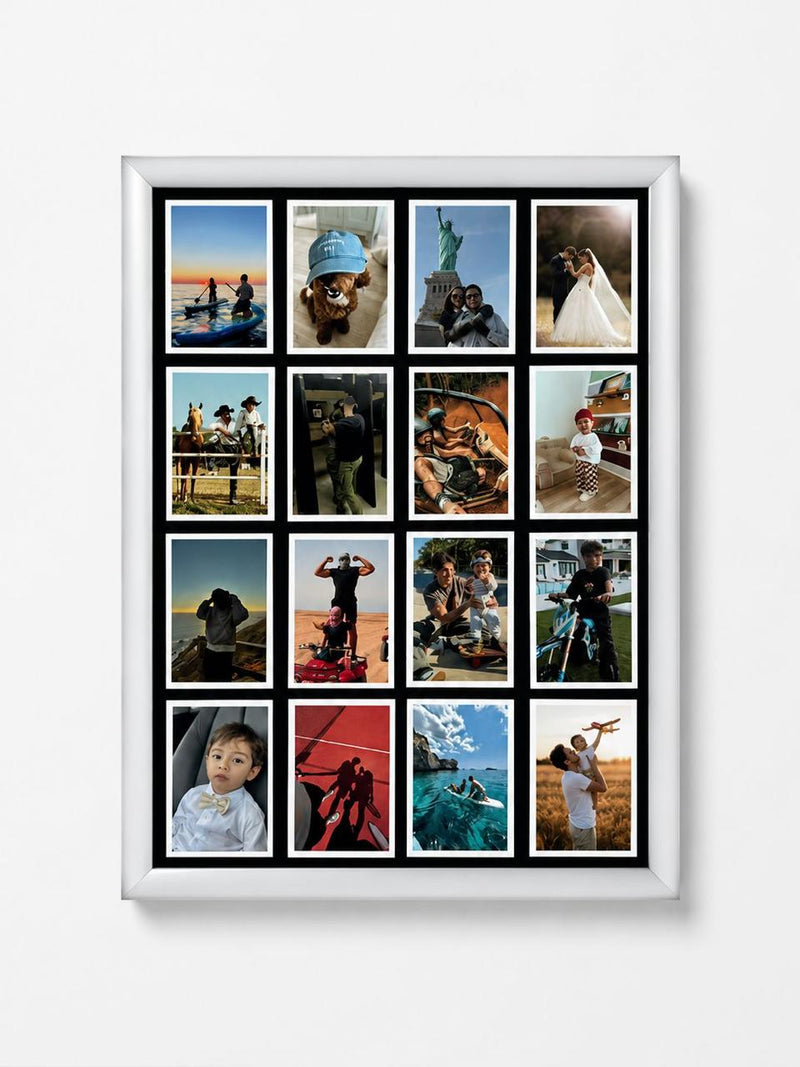 Personalised wall photo frame displaying family memories on living room wall