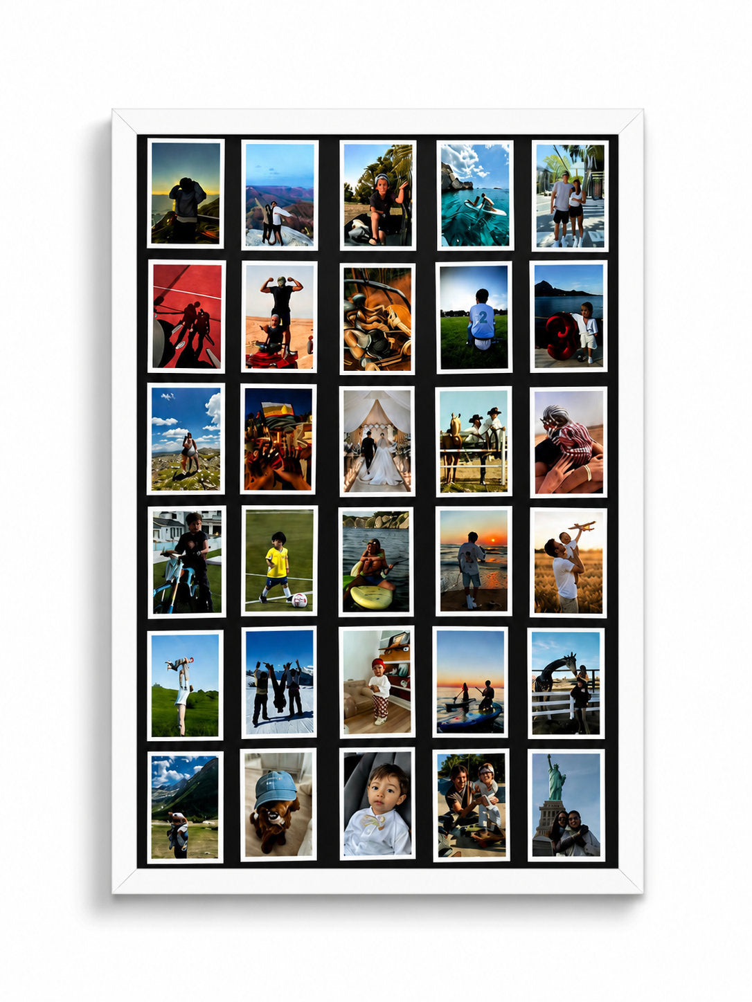 Personalised magnetic wall photo frame in white with custom photo display